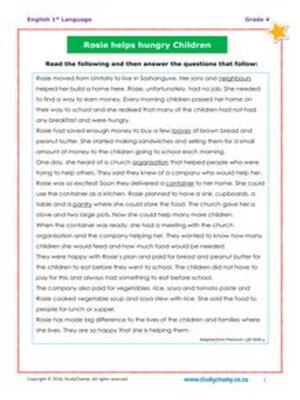 cover image of Grade 4 Comprehension: Rosie Helps Hungry Children